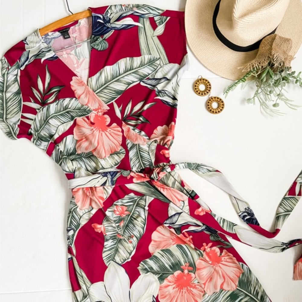 Ann Taylor Tropical Wrap Dress